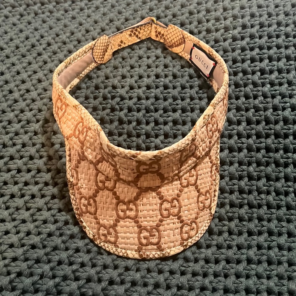 Gucci Snakeskin Raffia Visor